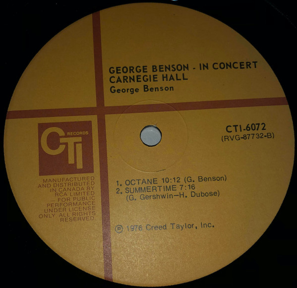 George Benson - In Concert - Carnegie Hall (LP, Album, Gat) (Near Mint (NM or M-)) - Image 4