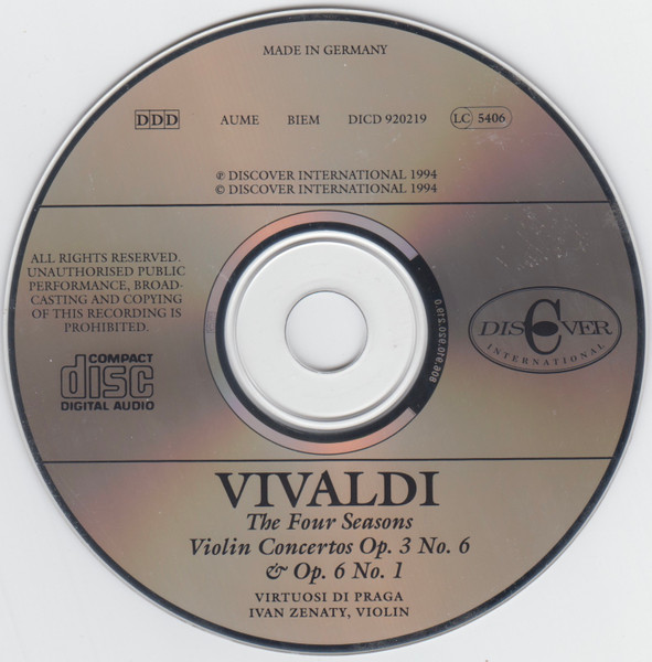 Antonio Vivaldi - Virtuosi Di Praga, Ivan Ženatý - The Four Seasons / Violin Concertos Op. 3 No. 6 & Op. 6 No. 1 (CD, Comp) (Near Mint (NM or M-)) - Image 3