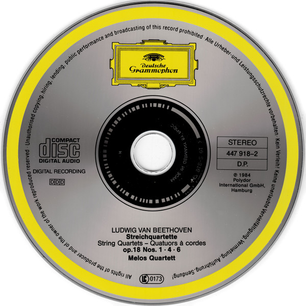 Ludwig van Beethoven, Melos Quartett - Streichquartette = String Quartets = Quatuors A Cordes Op. 18 Nos. 1 · 4 · 6 (CD) (Mint (M)) - Image 3