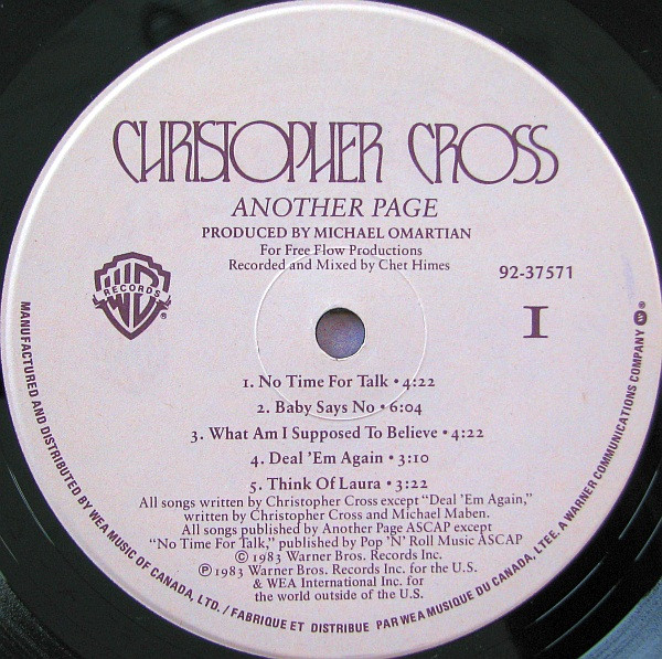 Christopher Cross - Another Page (LP, Album) (Mint (M)) - Image 3