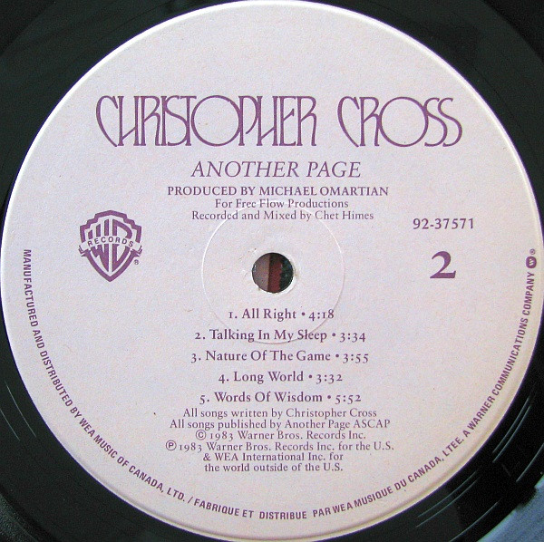 Christopher Cross - Another Page (LP, Album) (Mint (M)) - Image 4