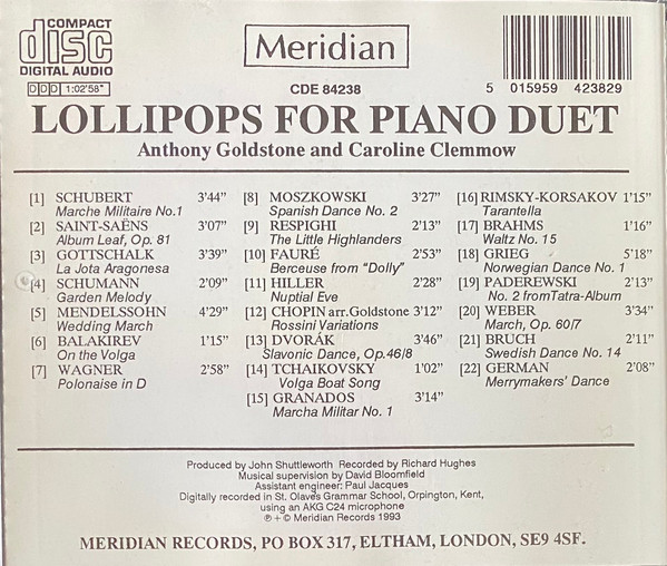 Anthony Goldstone And Caroline Clemmow - Lollipops For Piano Duet (CD, Album) (Mint (M)) - Image 2