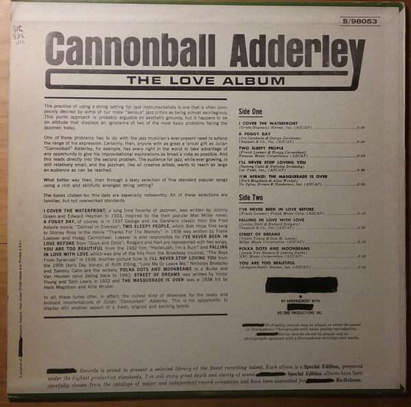 Cannonball Adderley - The Love Album (LP, Album, RE) (Very Good Plus (VG+)) - Image 2