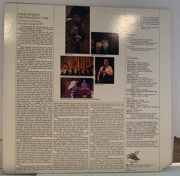 David Amram - Havana/New York (LP, Album) (Very Good Plus (VG+)) - Image 2