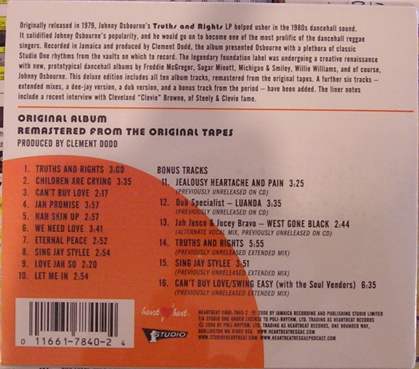 Johnny Osbourne - Truths And Rights (CD, Album, Dlx, RE, RM) (Near Mint (NM or M-)) - Image 4