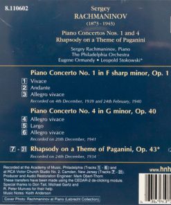 Alternative view of Sergei Vasilyevich Rachmaninoff / The Philadelphia Orchestra, Eugene Ormandy, Leopold Stokowski - Piano Concertos Nos. 1 And 4 • Rhapsody On A Theme Of Paganini (CD, Comp) (Near Mint (NM or M-))