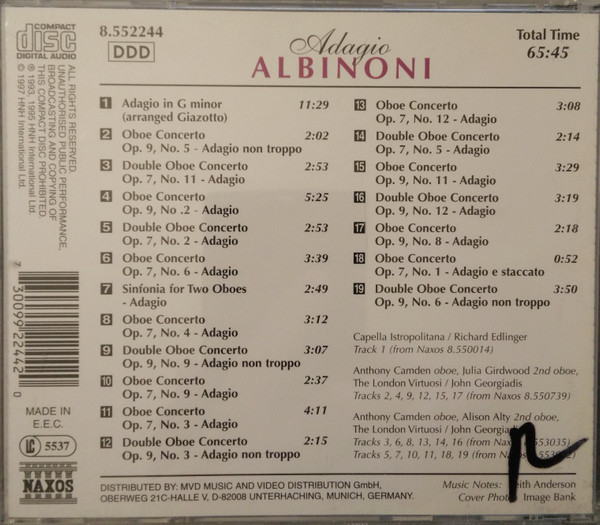 Tomaso Albinoni - Adagio (CD, Comp) (Near Mint (NM or M-)) - Image 2