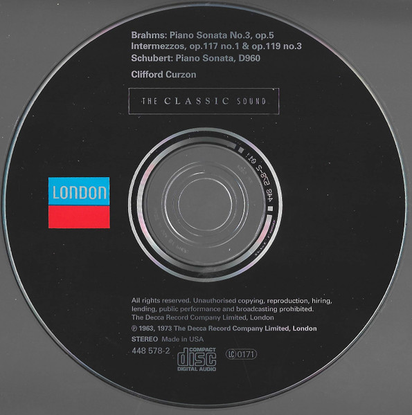 Johannes Brahms, Franz Schubert, Clifford Curzon - Sonata No. 3 - Sonata In B Flat D960 (CD, Album, Comp, RE, RM) (Mint (M)) - Image 3