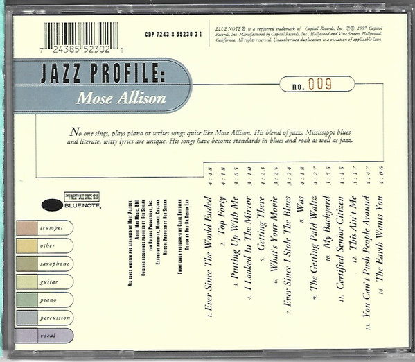 Mose Allison - Jazz Profile: Mose Allison (CD, Comp) (Near Mint (NM or M-)) - Image 2