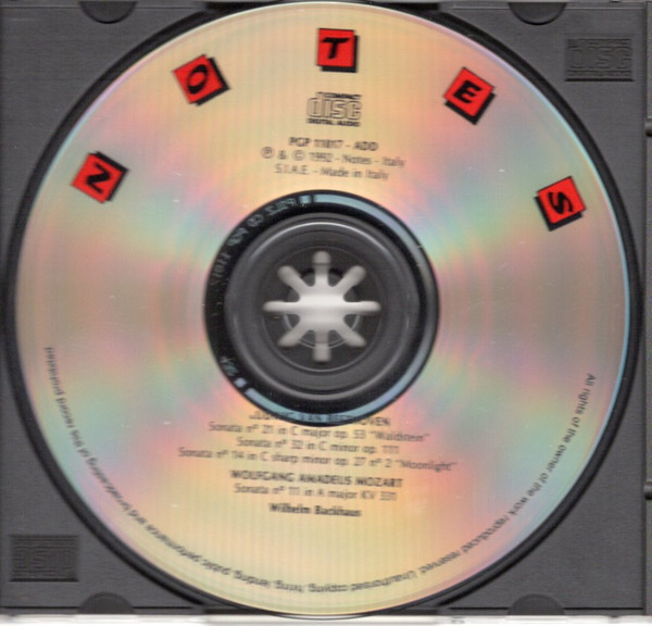 Wilhelm Backhaus - Ludwig van Beethoven / Wolfgang Amadeus Mozart - Sonata N. 14 In C Sharp Minor Op. 27 N. 2 / Sonata N.21 In C Op.53 "Waldstein" / Sonata N. 32 In C Minor Op. 111 / Sonata N. 11 KV 331 (CD) (Near Mint (NM or M-)) - Image 2