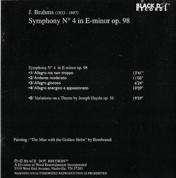 Johannes Brahms, Joseph Haydn - Symphony No. 4 In E Minor Op. 98, Variations On A Theme Op. 56 (CD, Comp) (Near Mint (NM or M-)) - Image 2