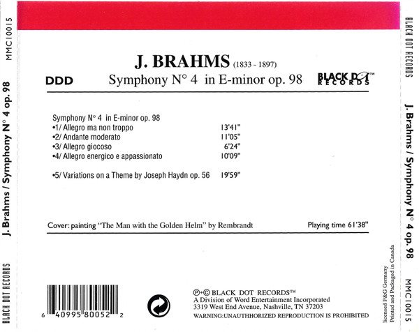 Johannes Brahms, Joseph Haydn - Symphony No. 4 In E Minor Op. 98, Variations On A Theme Op. 56 (CD, Comp) (Near Mint (NM or M-)) - Image 3