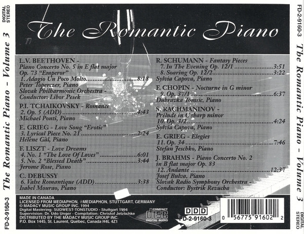 Various - The Romantic Piano - Volume 3 (CD, Comp) (Near Mint (NM or M-)) - Image 2