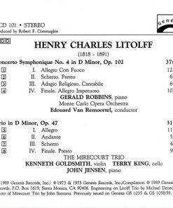 Alternative view of Henry Litolff / Gerald Robbins, Orchestre National De L'Opéra De Monte-Carlo, Edouard Van Remoortel, The Mirecourt Trio - Concerto Symphonique No. 4 / Trio, Op. 47 (CD, Comp) (Near Mint (NM or M-))