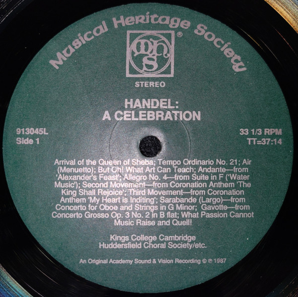 Georg Friedrich Händel / The King's College Choir Of Cambridge / Huddersfield Choral Society - A Celebration (What Passion Cannot Music Raise And Quell!) (LP) (Near Mint (NM or M-)) - Image 3