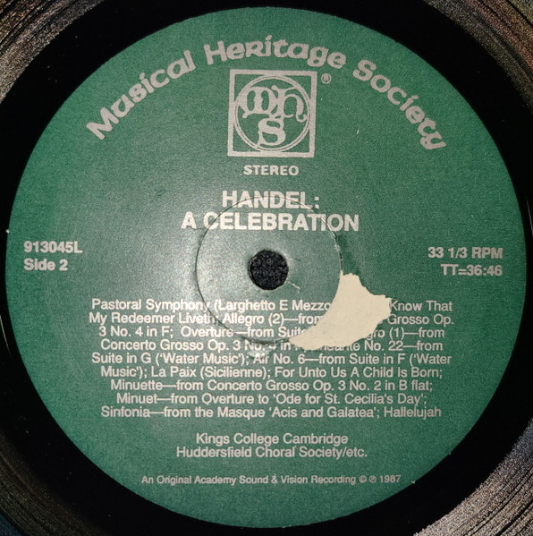 Georg Friedrich Händel / The King's College Choir Of Cambridge / Huddersfield Choral Society - A Celebration (What Passion Cannot Music Raise And Quell!) (LP) (Near Mint (NM or M-)) - Image 4