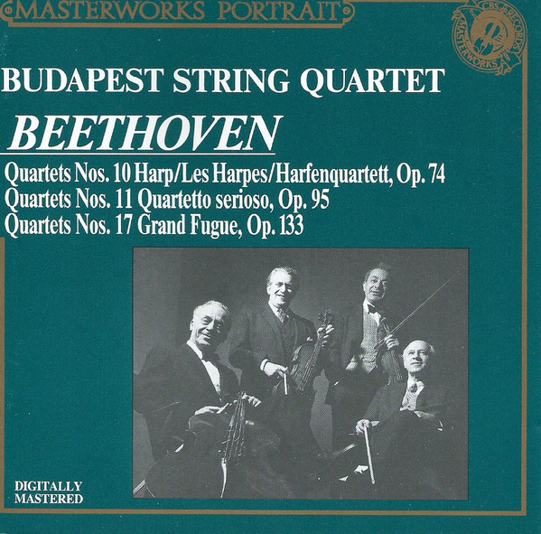 Ludwig van Beethoven, Budapest String Quartet - Quartets Nos. 10 Harp / Les Harpes / Harfenquartett, Op. 74 - Quartets Nos. 11 Quartetto Serioso, Op. 95 - Quartets Nos. 17 Grand Fugue, Op. 133 (CD, Comp, RE, RM) (Near Mint (NM or M-))