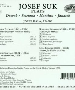 Alternative view of Josef Suk, Antonín Dvořák, Bedřich Smetana, Bohuslav Martinů, Leoš Janáček - Josef Suk Plays Dvořák, Smetana, Martinů, Janáček (CD) (Near Mint (NM or M-))