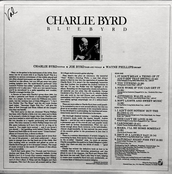 Charlie Byrd - Bluebyrd (LP, Album) (Near Mint (NM or M-)) - Image 2