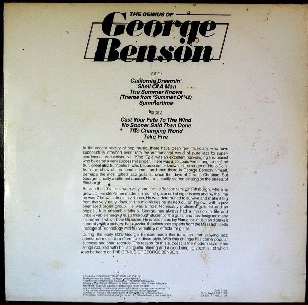 George Benson - The Genius Of George Benson (LP, Comp) (Near Mint (NM or M-)) - Image 2