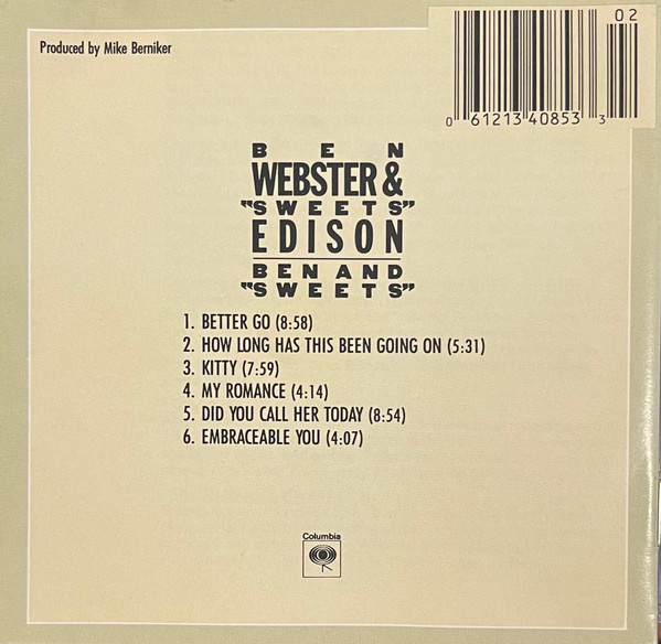 Ben Webster & Harry Edison - Ben And "Sweets" (CD, Album, RE, RM) (Near Mint (NM or M-)) - Image 2
