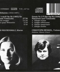 Alternative view of Johannes Brahms, Elisabeth Westenholz, Christoph Henkel - The Cello Sonatas (CD, RE, RM) (Mint (M))