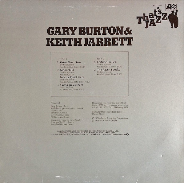 Gary Burton & Keith Jarrett - Gary Burton & Keith Jarrett (LP, Album) (Very Good Plus (VG+)) - Image 2