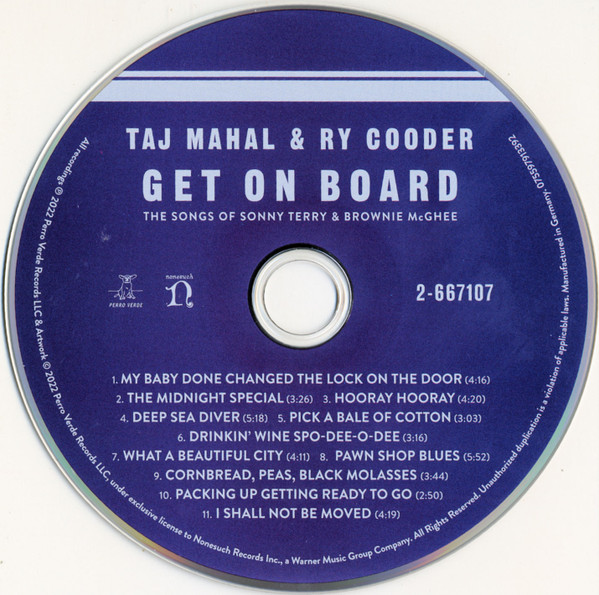 Taj Mahal & Ry Cooder - Get On Board (The Songs Of Sonny Terry & Brownie McGhee) (CD, Album) (Mint (M)) - Image 3