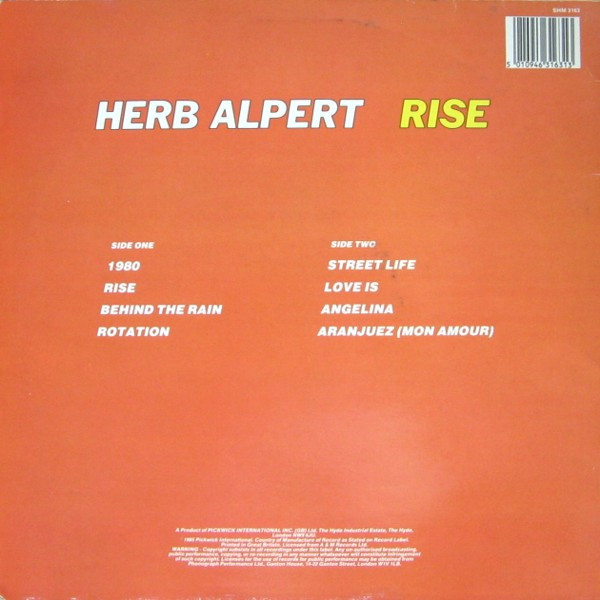 Herb Alpert - Rise (LP, Album, RE) (Near Mint (NM or M-)) - Image 2
