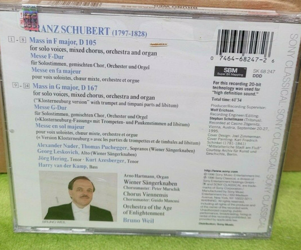 Franz Schubert - Die Wiener Sängerknaben, Chorus Viennensis, Orchestra Of The Age Of Enlightenment, Bruno Weil - Mass In F Major, D 105 / Mass In G Major, D 167 (CD, Album) (Near Mint (NM or M-)) - Image 2