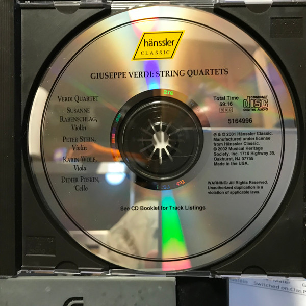 Giuseppe Verdi / Benjamin Britten / Thomas Rabenschlag - Verdi Quartett - String Quartet E Minor = Streichquartett E-Moll / String Quartet = Streichquartett No. 3, Op. 94 / "Aida" - Paraphrase (CD) (Near Mint (NM or M-)) - Image 3