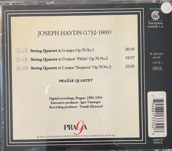Joseph Haydn - Prazak Quartet - String Quartets Op.76 N°1-3 (CD, Dig) (Mint (M)) - Image 2