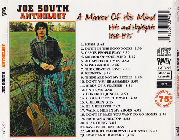 Joe South - Anthology (A Mirror Of His Mind: Hits And Highlights 1968-1975) (CD, Comp) (Mint (M)) - Image 2