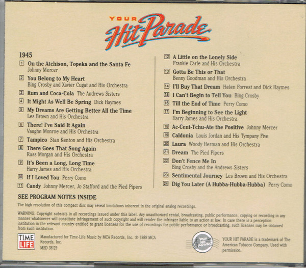 Various - Your Hit Parade 1945 (CD, Comp) (Near Mint (NM or M-)) - Image 2
