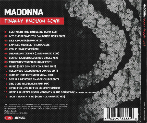 Madonna - Finally Enough Love (CD, Comp, RM) (Mint (M)) - Image 2