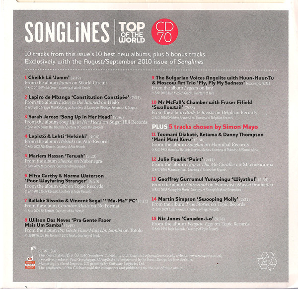 Various / Simon Mayo (2) - Songlines: Top Of The World 70 (CD, Comp) (Near Mint (NM or M-)) - Image 2