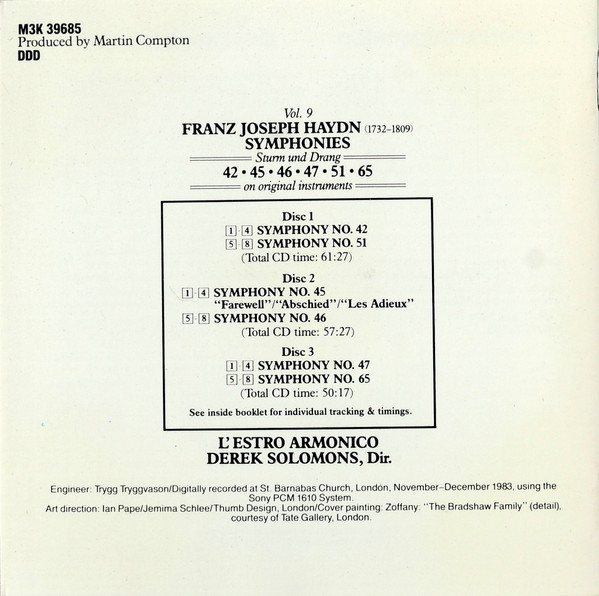Joseph Haydn – L'Estro Armonico, Derek Solomons - Vol. 9 · Symphonies 42 · 45 · 46 · 47 · 51 · 65 (3xCD) (Near Mint (NM or M-)) - Image 2