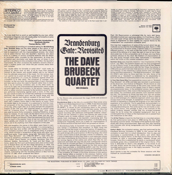 The Dave Brubeck Quartet - Brandenburg Gate: Revisited (LP, Ter) (Near Mint (NM or M-)) - Image 2