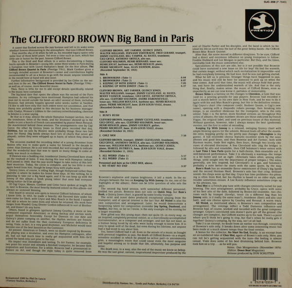 Clifford Brown Big Band - The Clifford Brown Big Band In Paris (LP, Comp, RE, RM) (Near Mint (NM or M-)) - Image 2