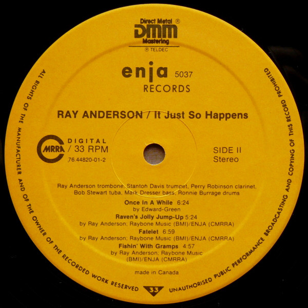 Ray Anderson - It Just So Happens (LP, Album, Sec) (Very Good Plus (VG+)) - Image 4