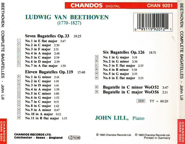 Ludwig van Beethoven, John Lill - Complete Bagatelles (CD) (Mint (M)) - Image 5