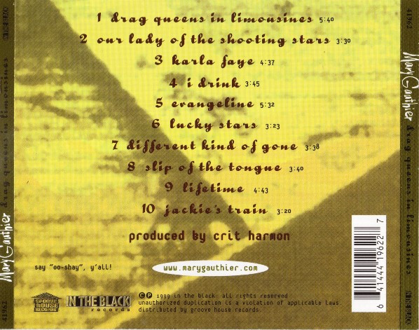 Mary Gauthier - Drag Queens In Limousines (CD, Album) (Near Mint (NM or M-)) - Image 2
