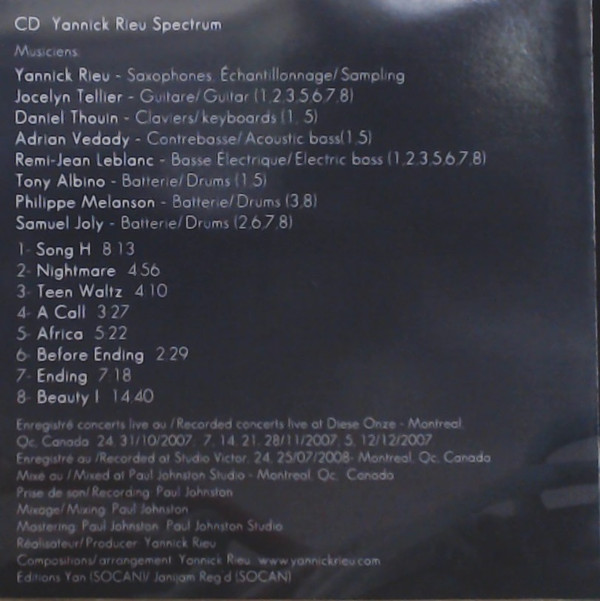 Yannick Rieu - Spectrum (CD, Album + DVD, NTSC) (Mint (M)) - Image 3