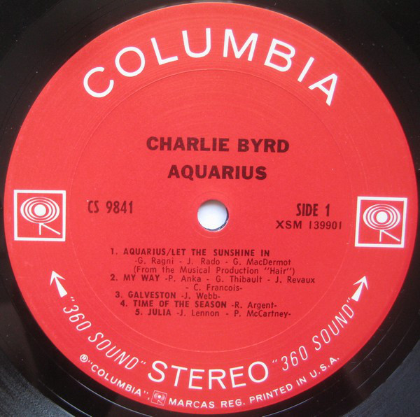 Charlie Byrd - Aquarius (LP, Album) (Very Good Plus (VG+)) - Image 3
