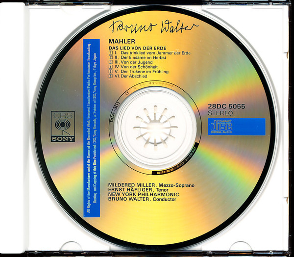 Gustav Mahler - Bruno Walter, Mildred Miller, Ernst Haefliger, New York Philharmonic - Das Lied Von Der Erde (CD, Album) (Near Mint (NM or M-)) - Image 4