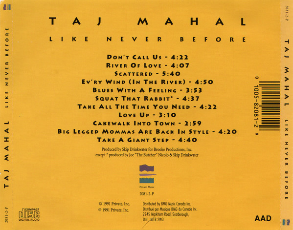Taj Mahal - Like Never Before (CD, Album) (Near Mint (NM or M-)) - Image 2