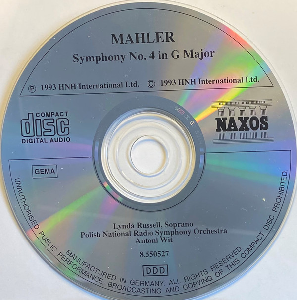 Gustav Mahler - Lynda Russell, Wielka Orkiestra Symfoniczna Polskiego Radia I Telewizji, Antoni Wit - Symphony No.4 In G Major (CD, Album) (Near Mint (NM or M-)) - Image 3