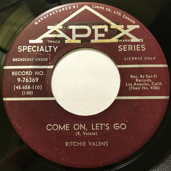 Ritchie Valens - Come On Let's Go (7") (Very Good Plus (VG+))