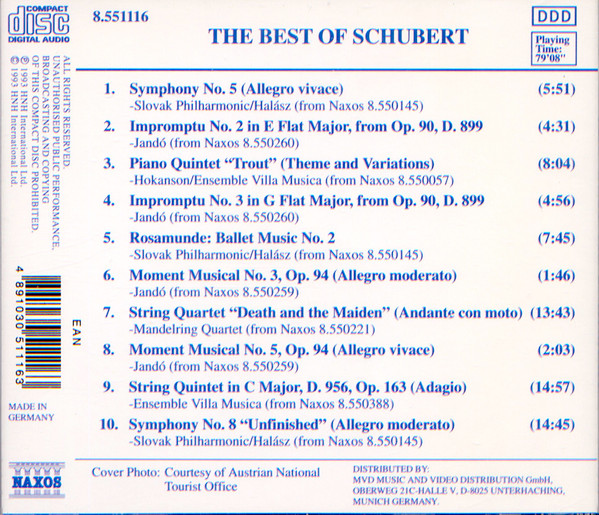 Franz Schubert - The Best Of Schubert (CD, Comp) (Near Mint (NM or M-)) - Image 2