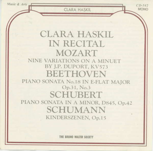 Clara Haskil - Clara Haskil In Recital (CD, Album, Mono, AAD) (Mint (M))